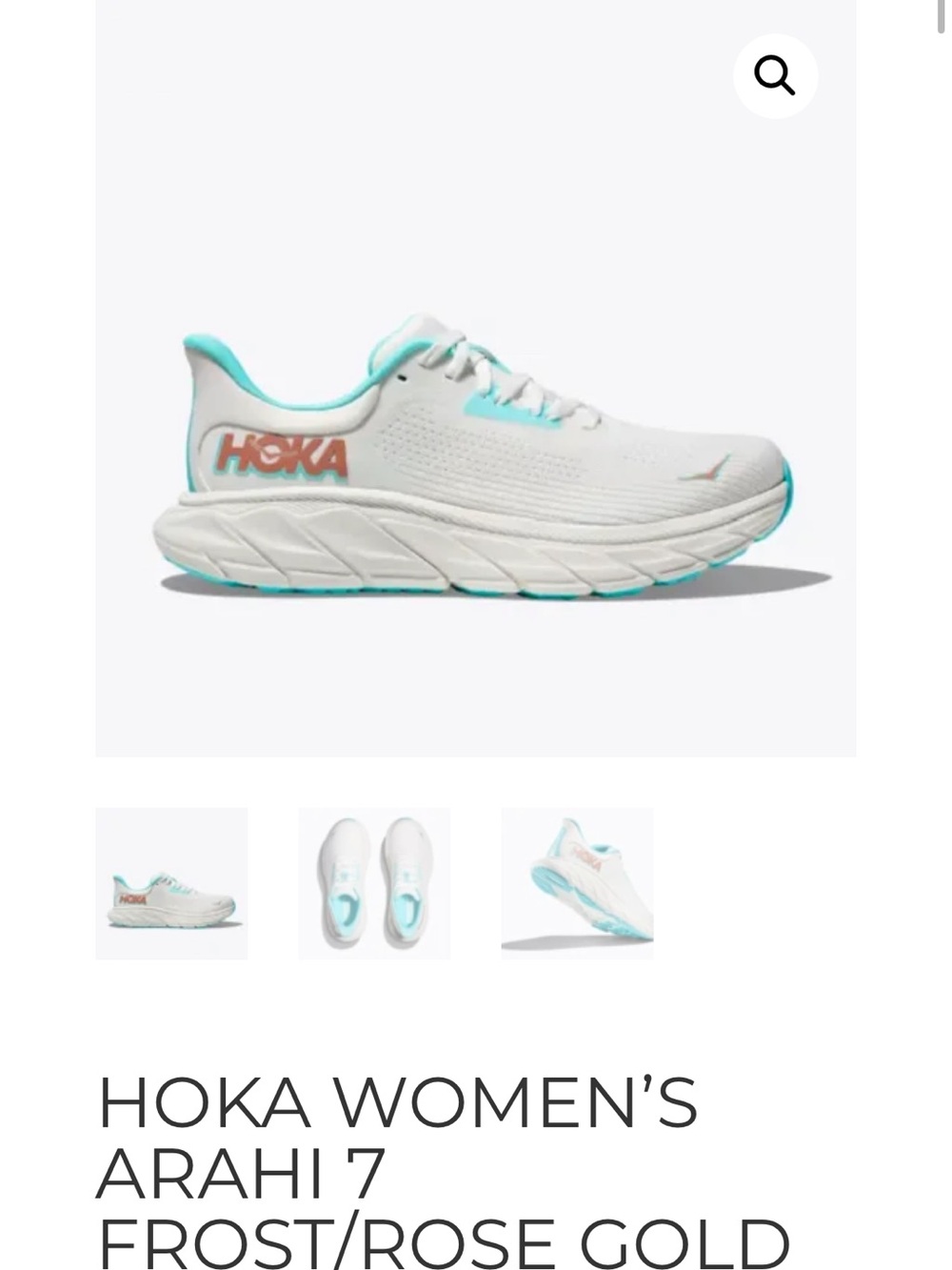 Hoka White and Teal Cushioned Running Shoes size 9